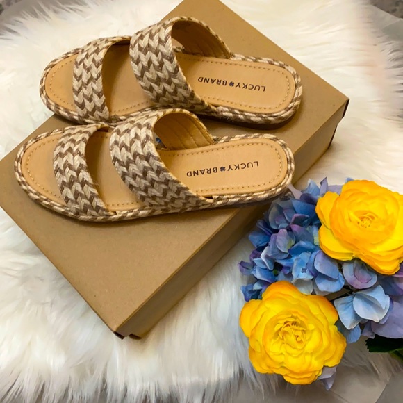 Lucky Brand Shoes - LUCKY Brand Two Tone Woven Jute Sandal Slides